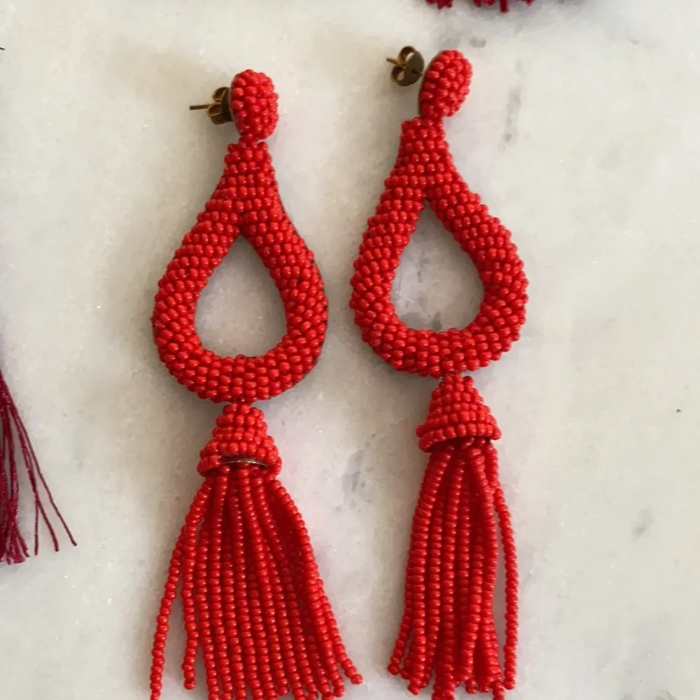 Red Fringe Tassel Earring Bundle - Picture 4 of 5